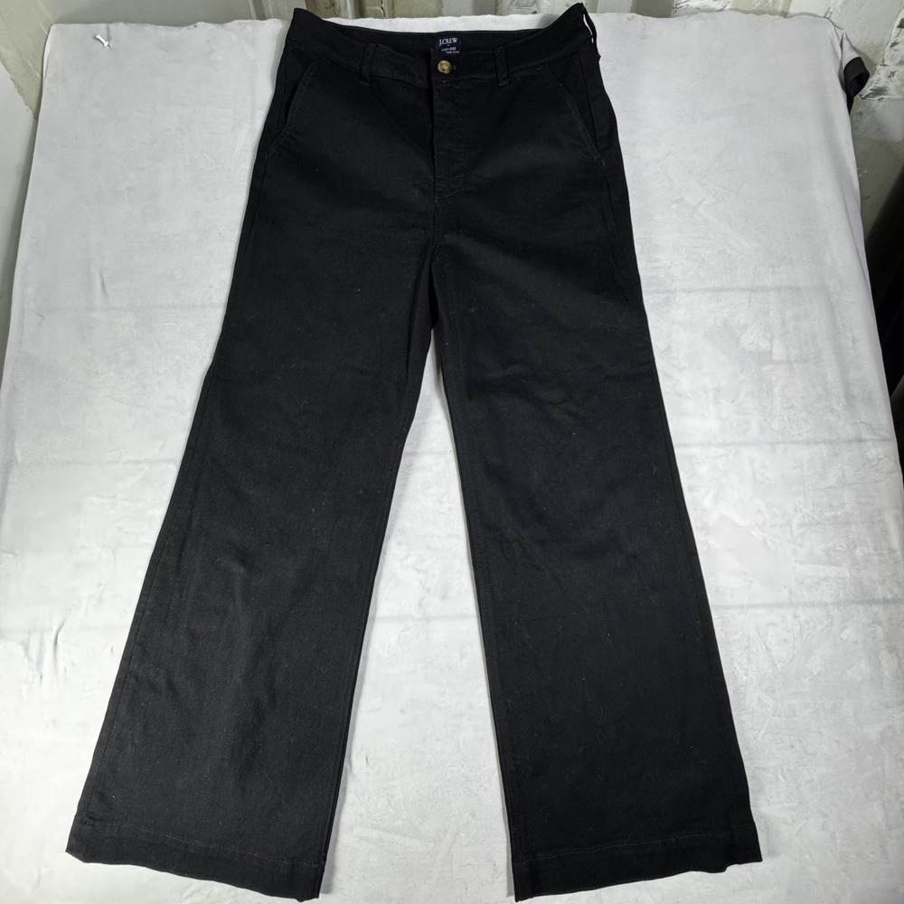 J. Crew Womens High Rise Trouser Jeans Black Dark Wash All-Day Stretch Denim 30